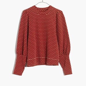 Madewell Puff- Sleeve Mockneck Top in Bow-Tie Jacquard Size Small EUC